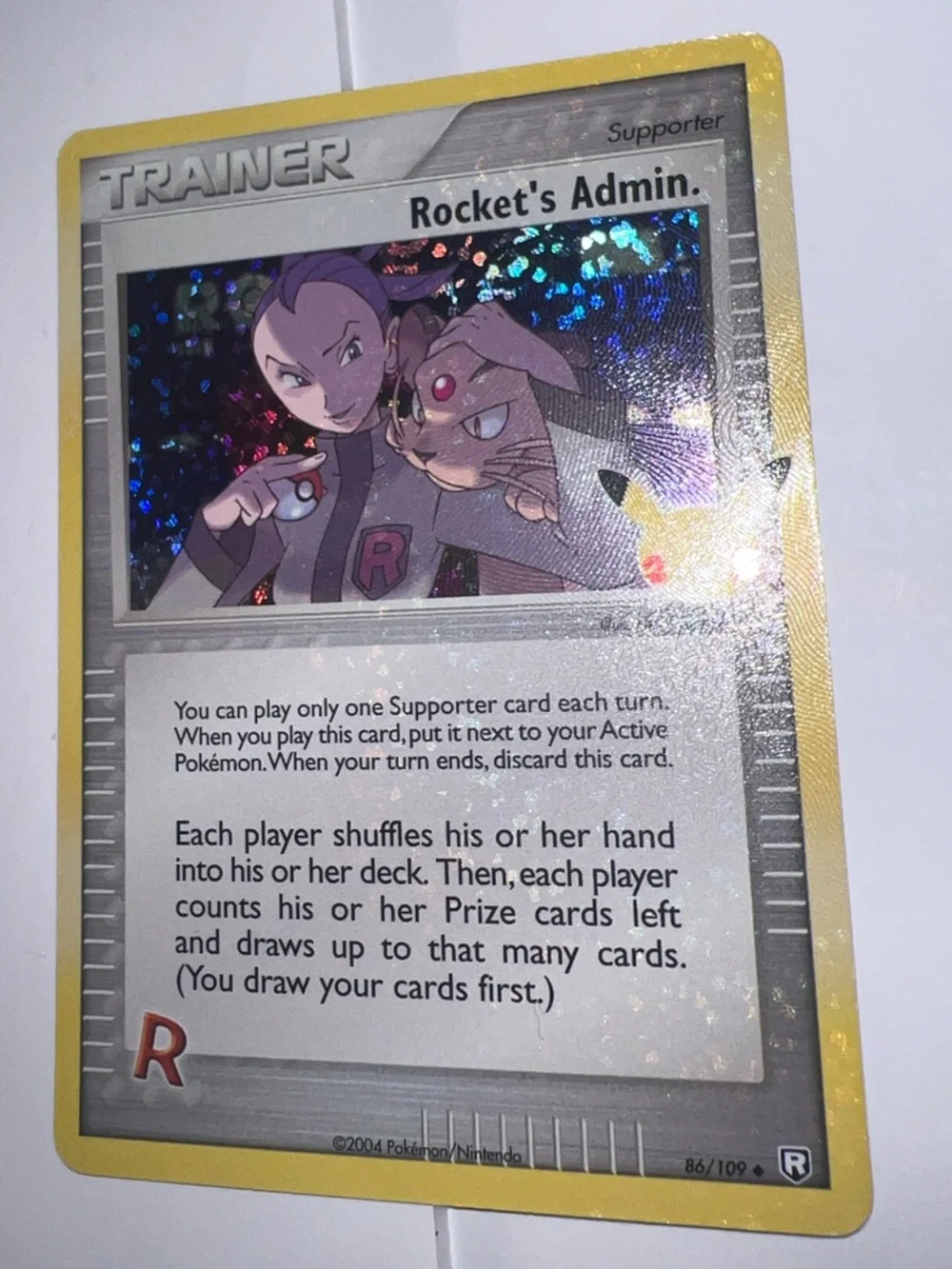 Pokemon Rocket's Admin Holographic Trainer Card - Yellow Border